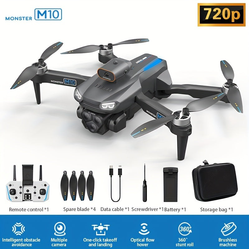 AeroVision M10 Brushless Foldable Drone with Screen Control & Optical Flow Positioning