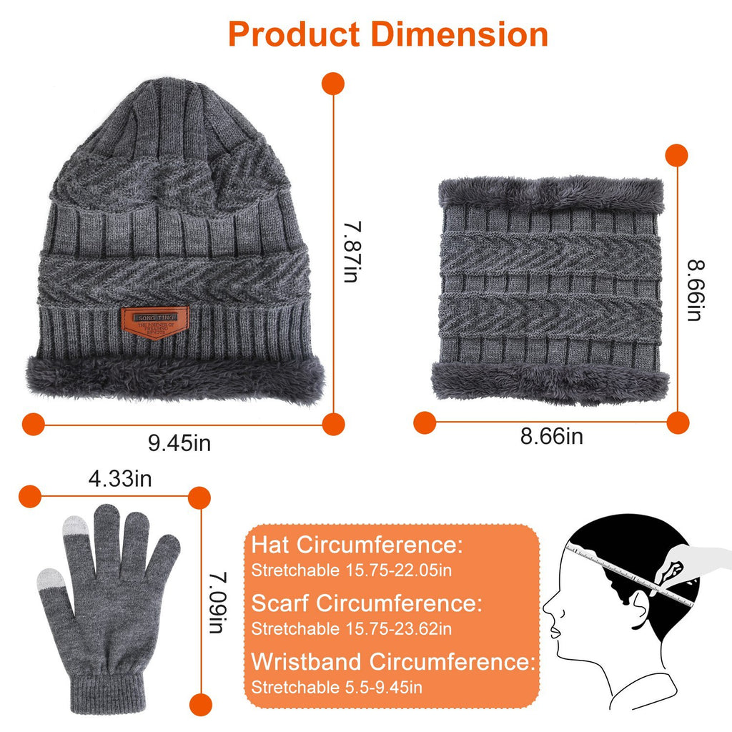 Winter Flex 3-in-1 Knit Set – Warm Beanie, Touchscreen Gloves & Scarf for Men & Women