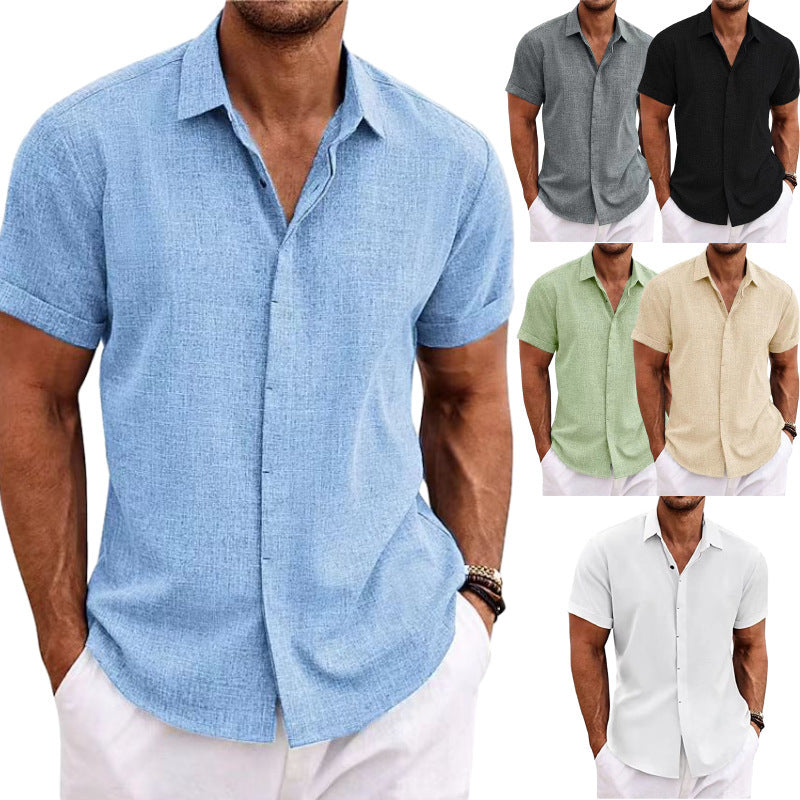 LinoSoft Men’s Loose Linen Short Sleeve Summer Tee