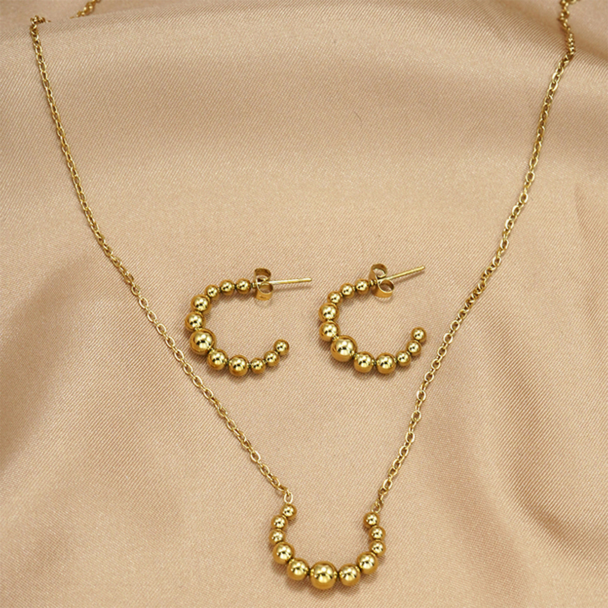 Golden Crescent Jewelry Set – Minimalist Necklace & Earrings