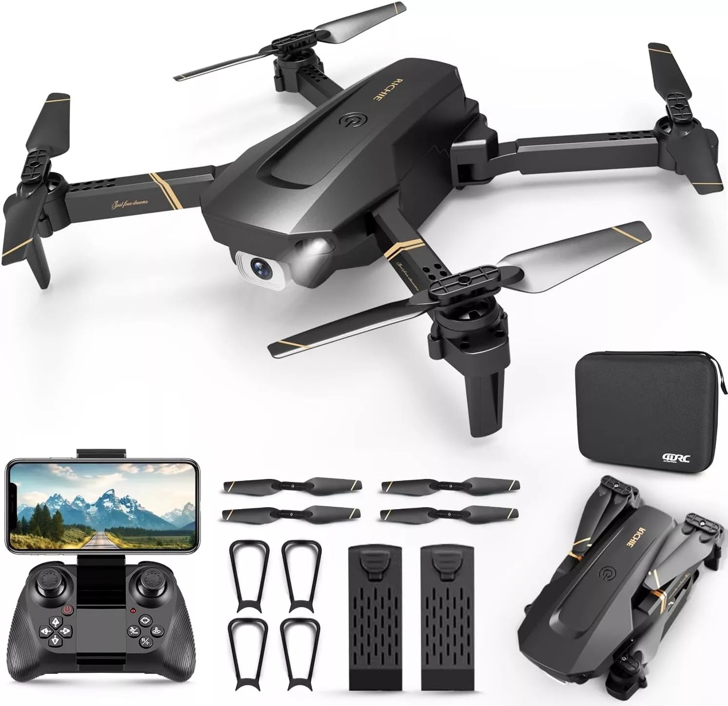 4DRC V4 Foldable Mini 4K HD Drone with 3 Batteries & Remote Control