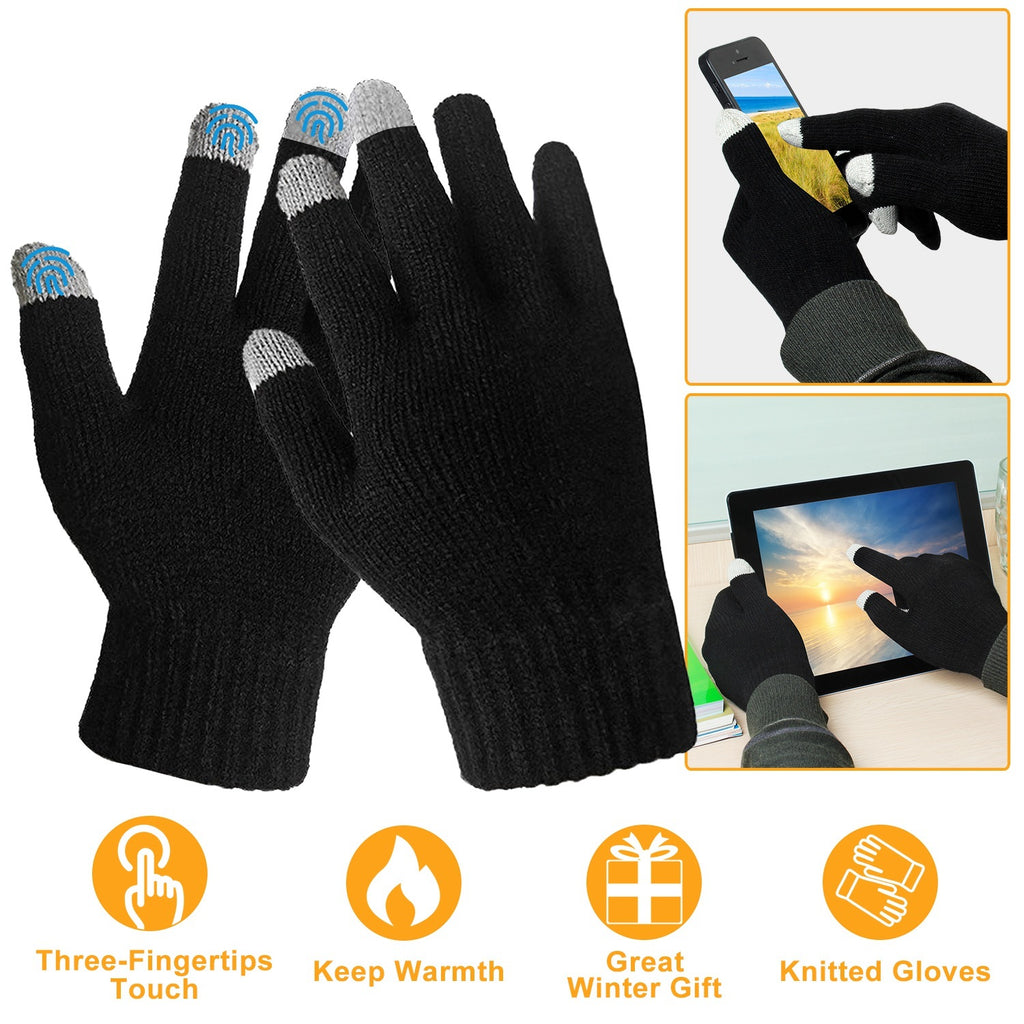 Therma Touch Knit Gloves – Unisex Full-Finger Touchscreen Winter Warm Gloves