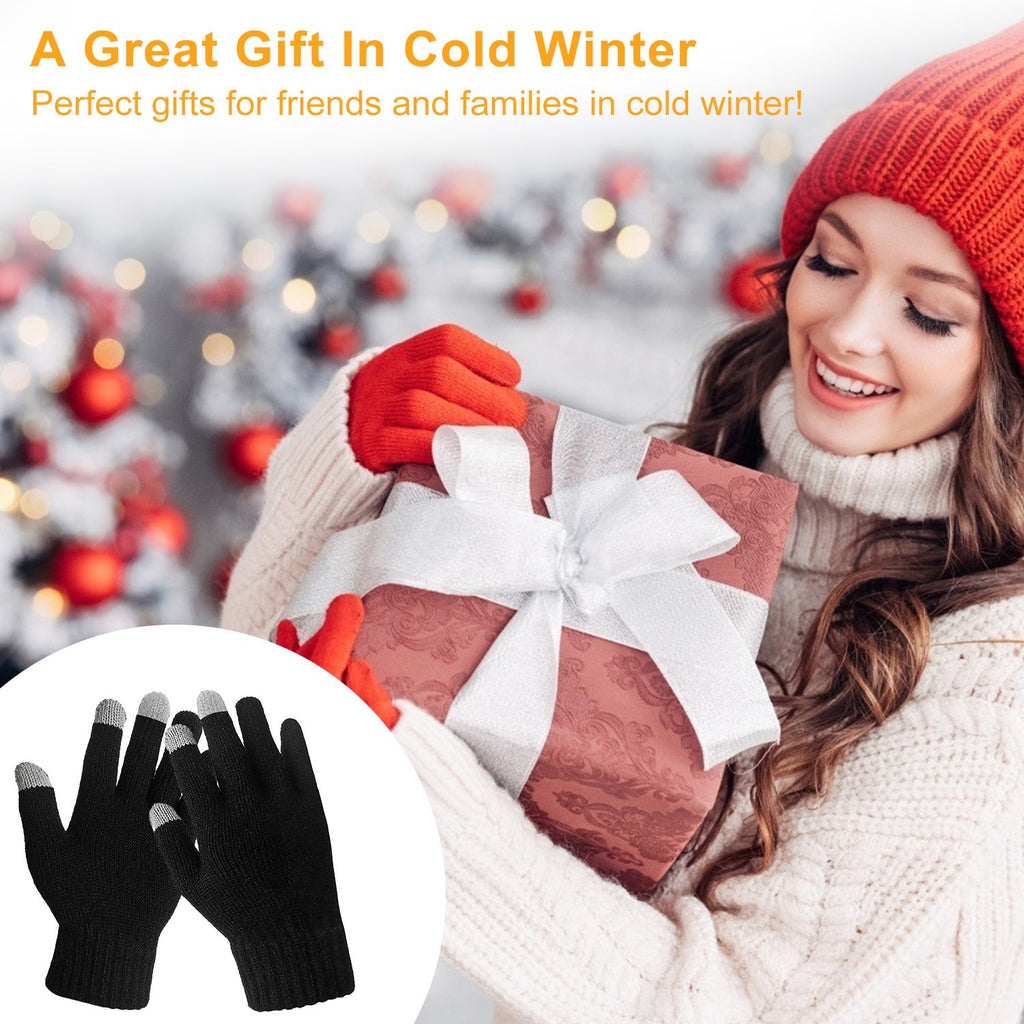 Therma Touch Knit Gloves – Unisex Full-Finger Touchscreen Winter Warm Gloves