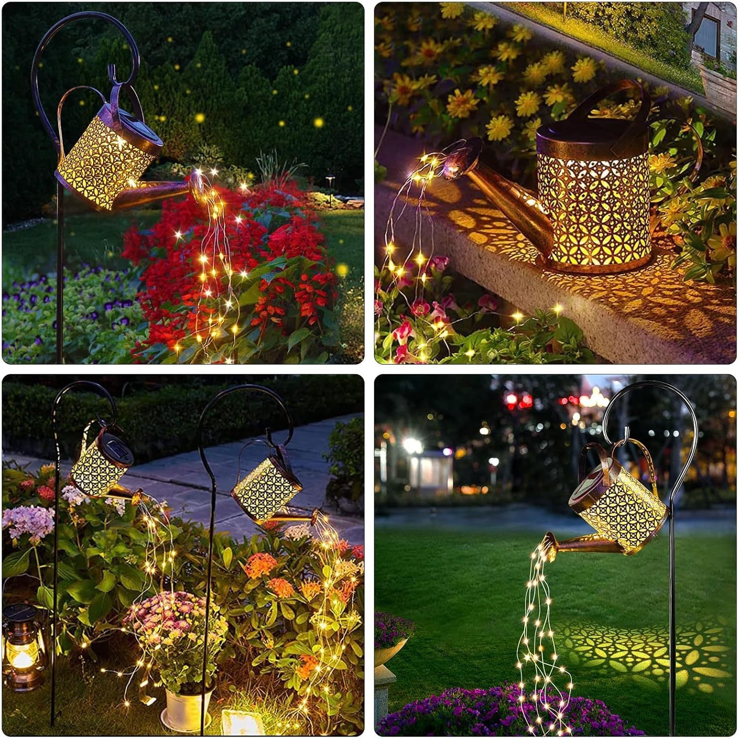 GlowCan 2-Pack LED Watering Can Solar String Lights