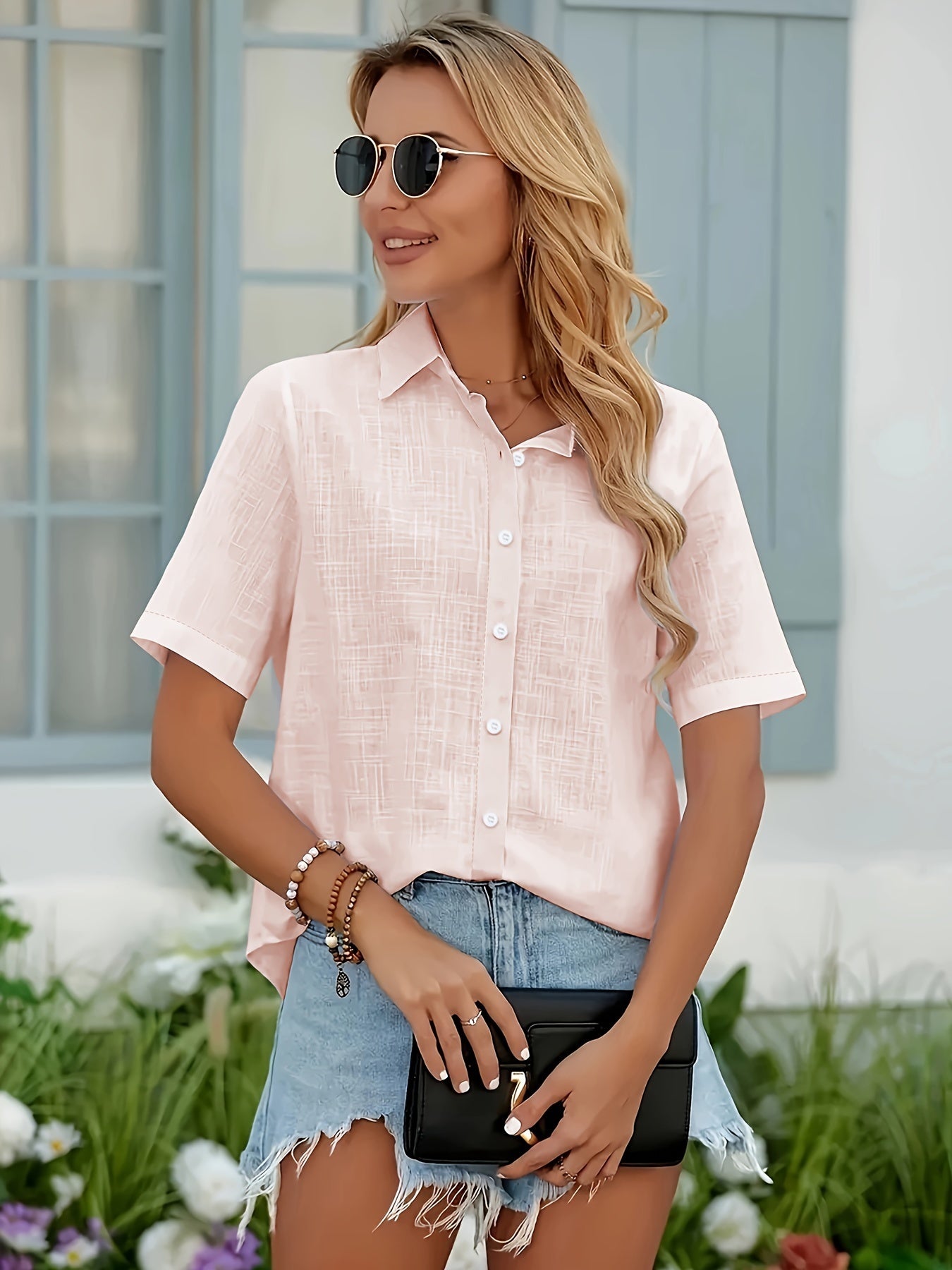 Women’s Solid Color Office Shirt – Plus Size Spring & Summer Top