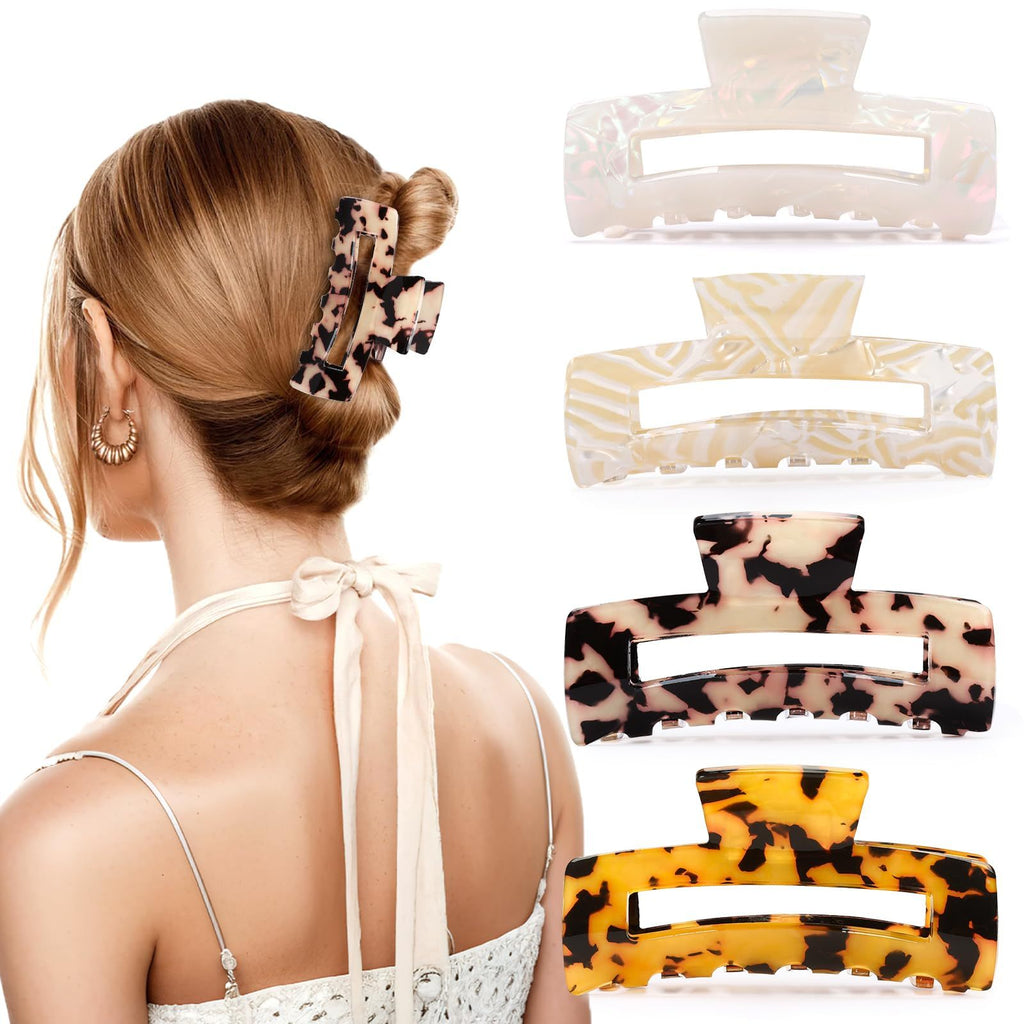 4-Pack Tortoise Hair Claw Clips – Strong Hold Acrylic Barrettes