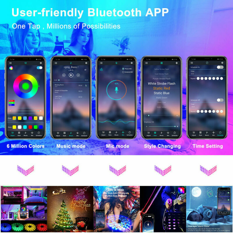 LumoGlow 5050 RGB LED Strip Lights with Bluetooth Remote