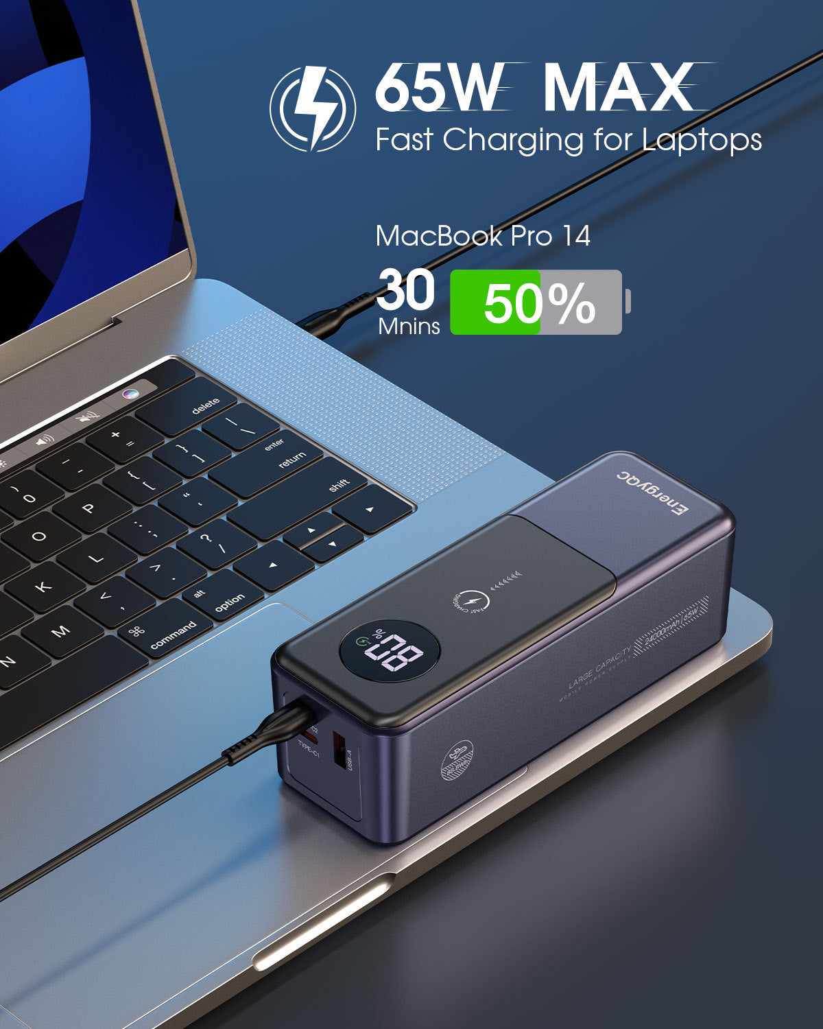Single-port PD65W Notebook Charging Power Bank