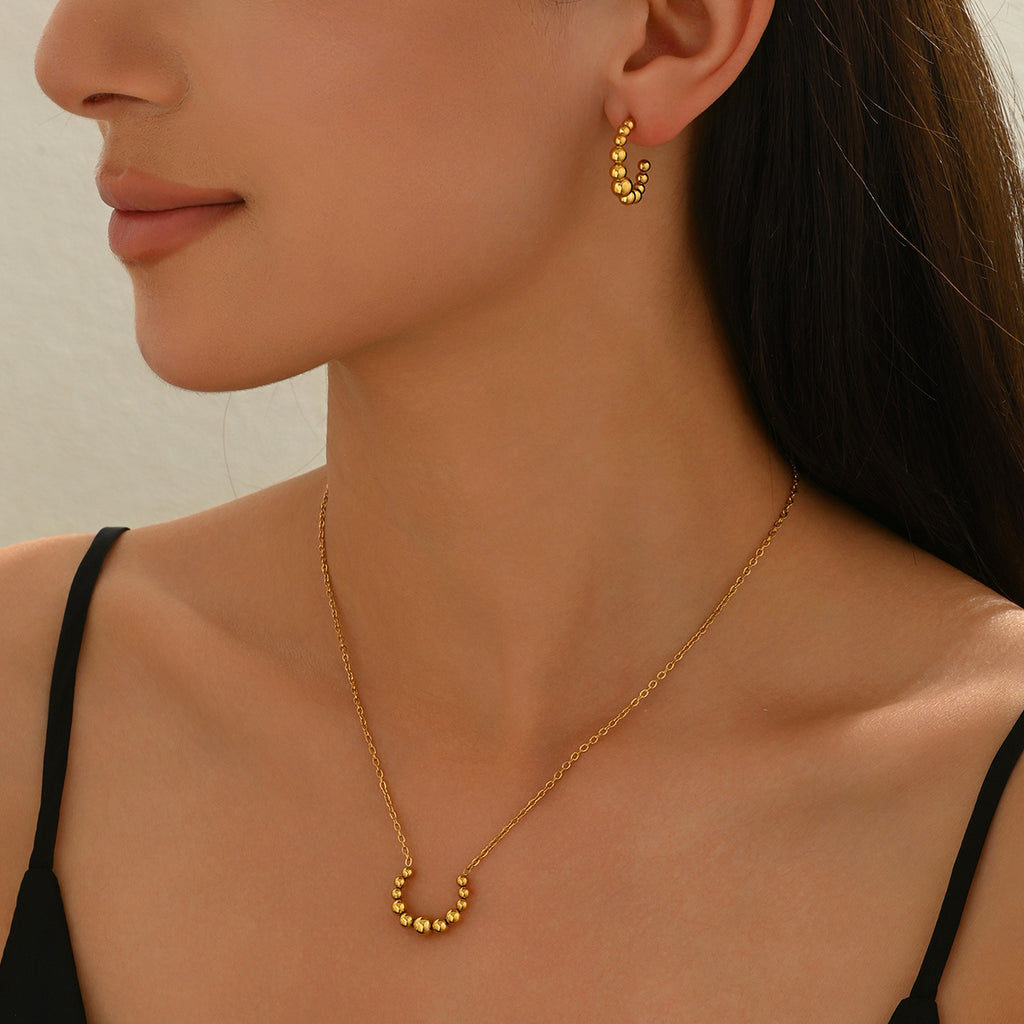 Golden Crescent Jewelry Set – Minimalist Necklace & Earrings