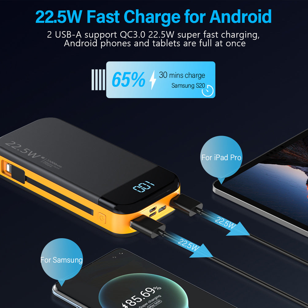 VoltView Dual-Wire Digital Display Super Fast Charging Power Bank
