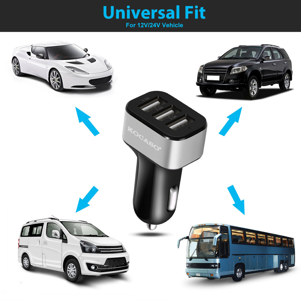 TurboDrive 30W 3-Port USB Car Charger for iPhone & Android