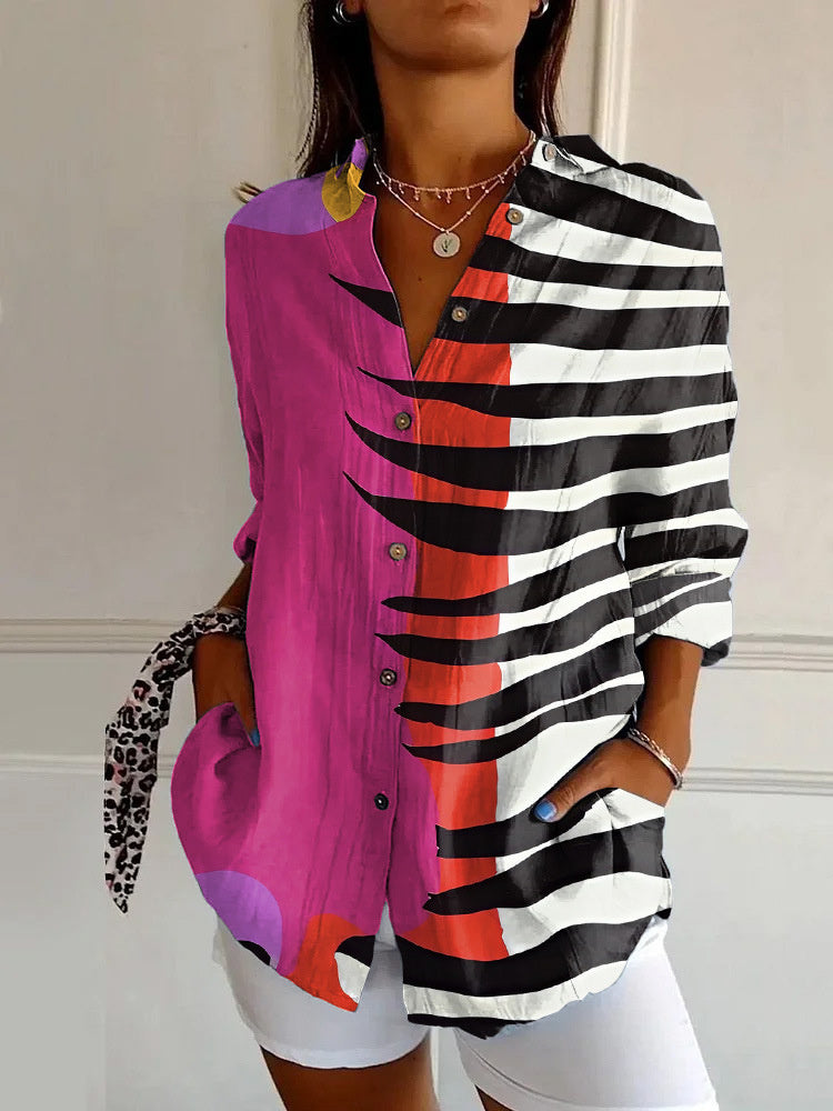 Women’s Floral Long Sleeve Shirt – Casual Button-Down Top