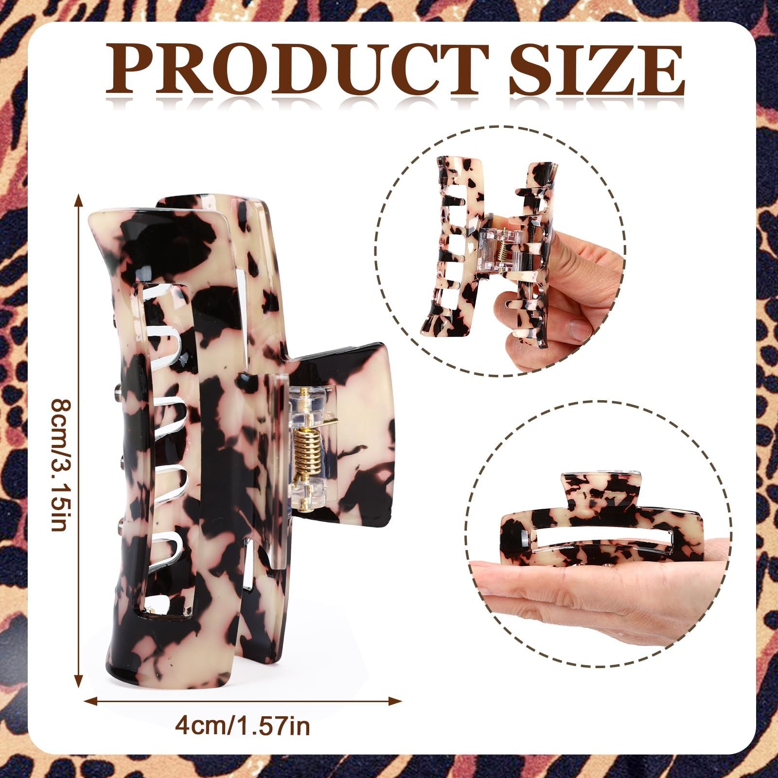 4-Pack Tortoise Hair Claw Clips – Strong Hold Acrylic Barrettes