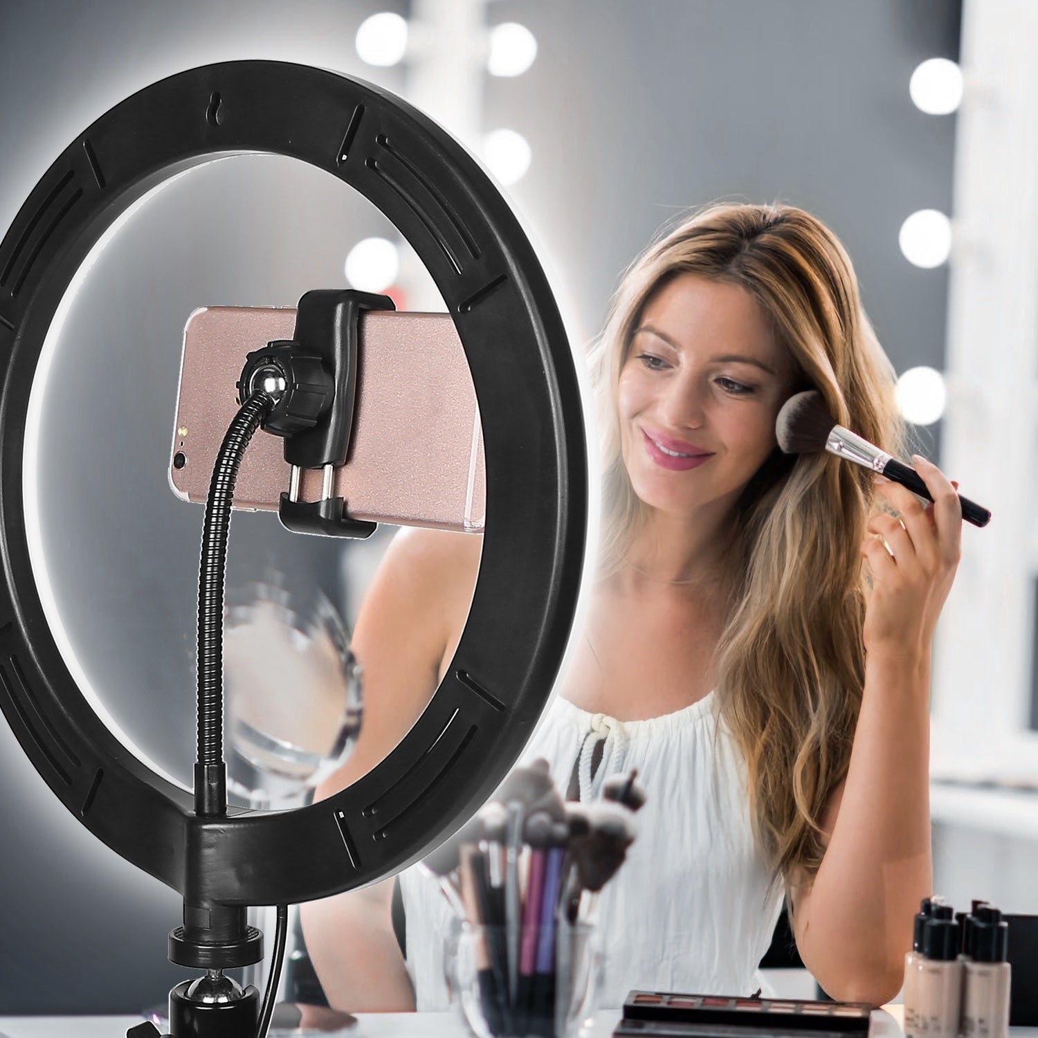 GlowPro 10" Dimmable LED Selfie Ring Light with Tripod & Phone Holder