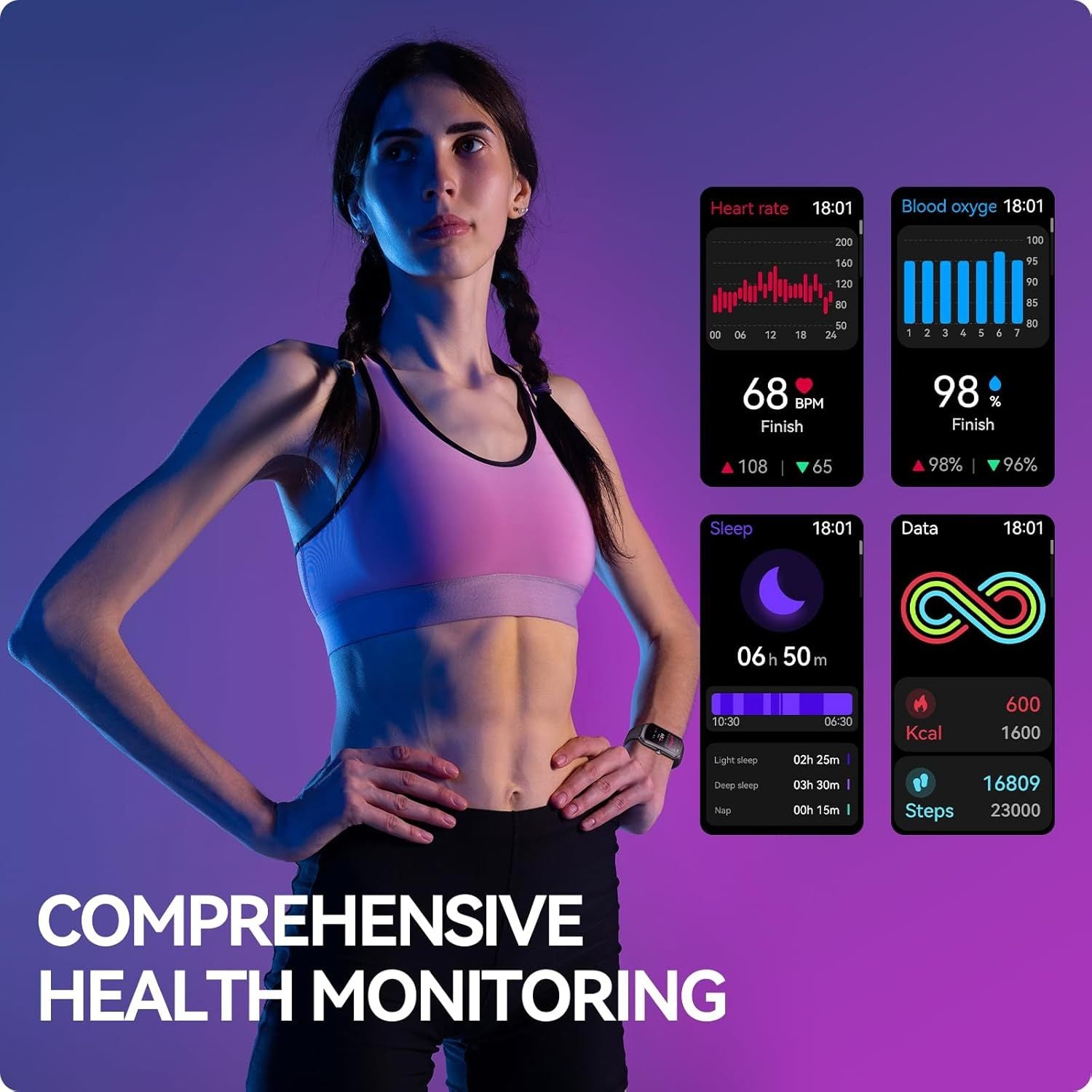 AmoTech Unisex AMOLED Smartwatch – Health & Activity Tracking Pro