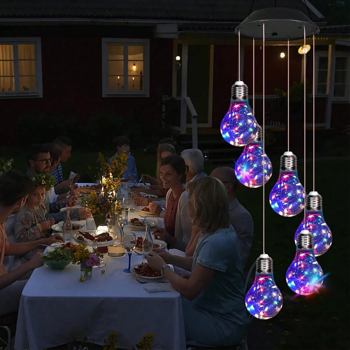 SolarGlow Colorful LED Bulb Wind Chimes (21.6")